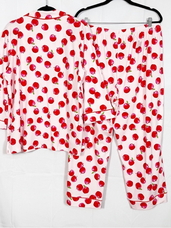 BedHead Pajamas PJ’s An Apple A Day Long Sleeve Classic Stretch Jersey PJ Set - Picture 4 of 16